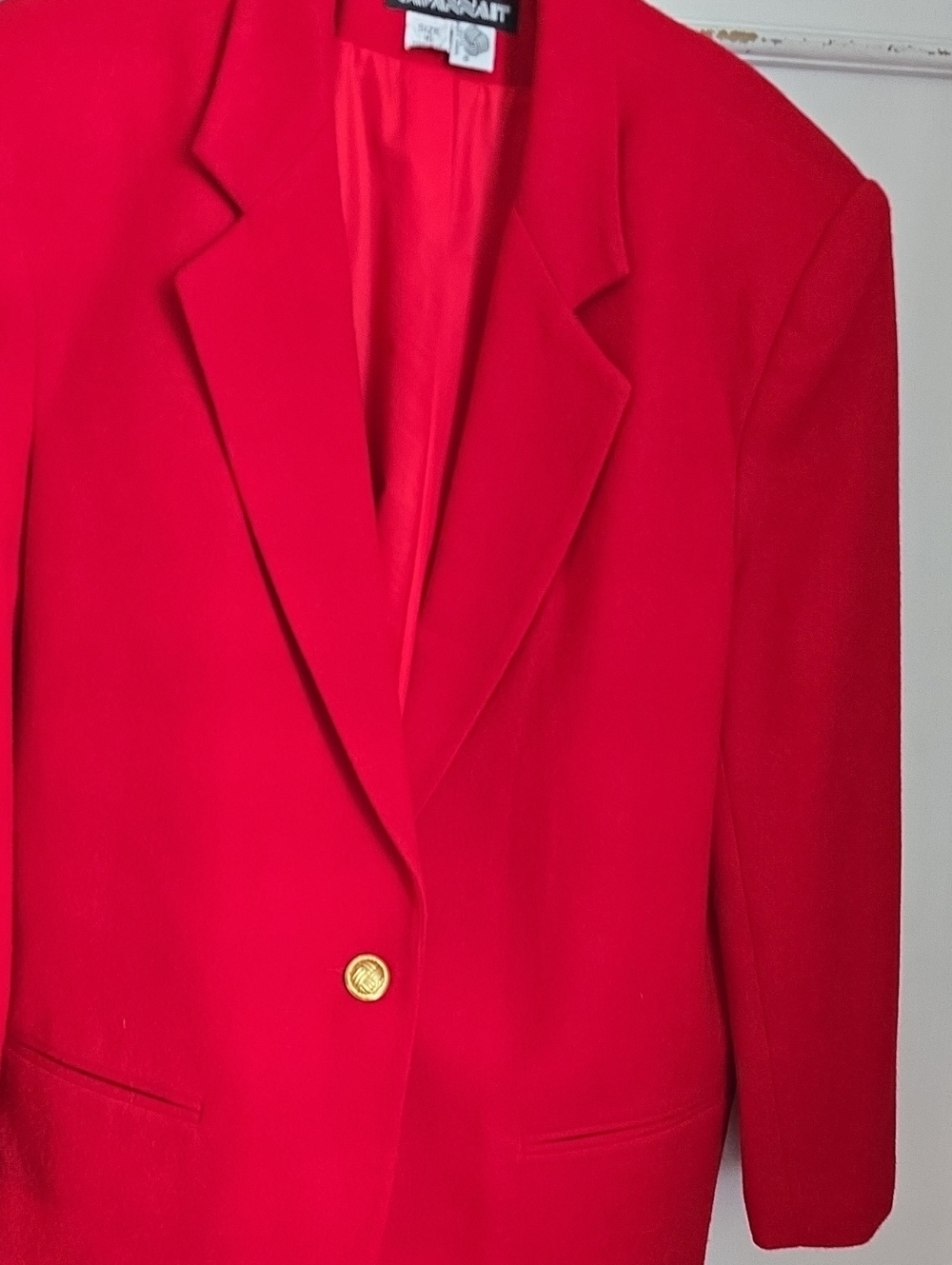 New. Never Worn. Savannah Bright Red Women's Blazer with Gold Button